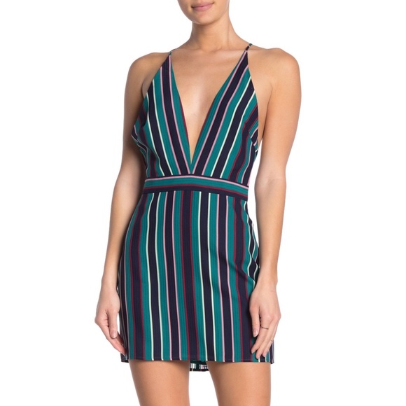 NWT ✨LOVERS + FRIENDS✨ Linnea Stripe Print Mini Cocktail Dress Sz XS (0-2) - Picture 2 of 3